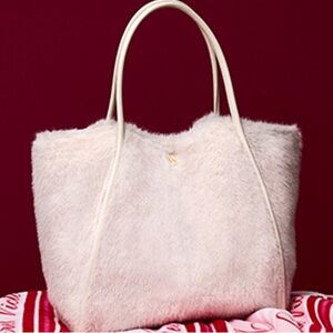 Victoria's Secret Cream Faux Fur Tote Bag